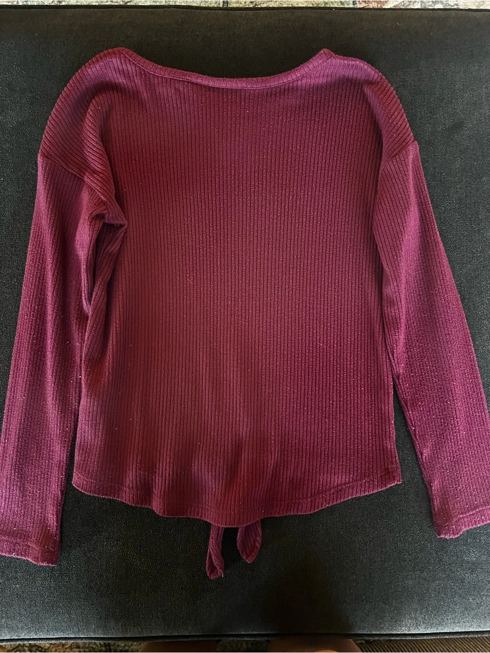 The Children's Place Plum Ribbed Long Sleeve Top with Front Tie